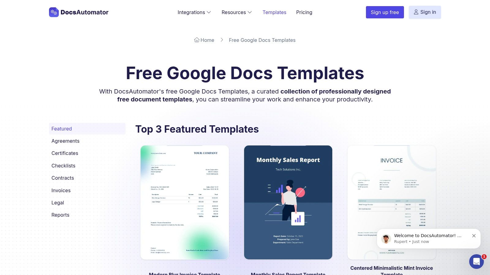 DocsAutomator template collection