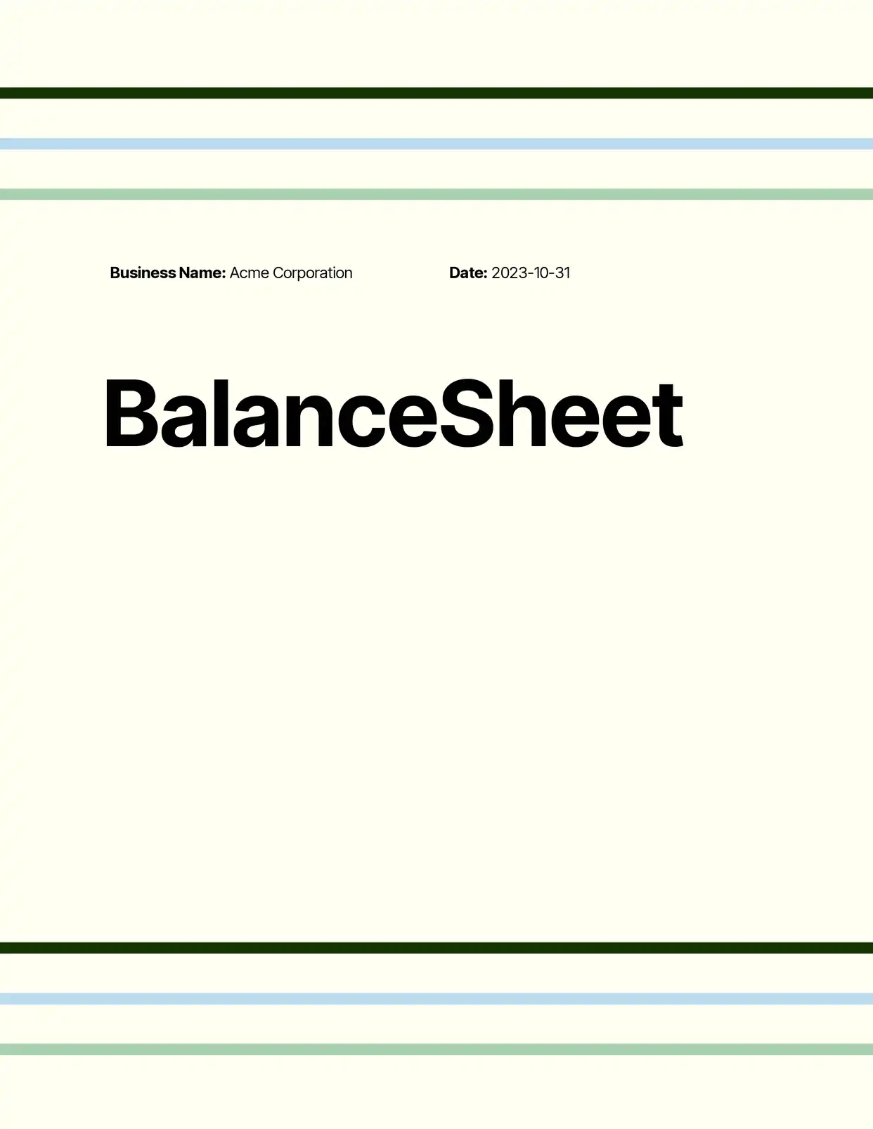 Balance Sheet Sheets Template