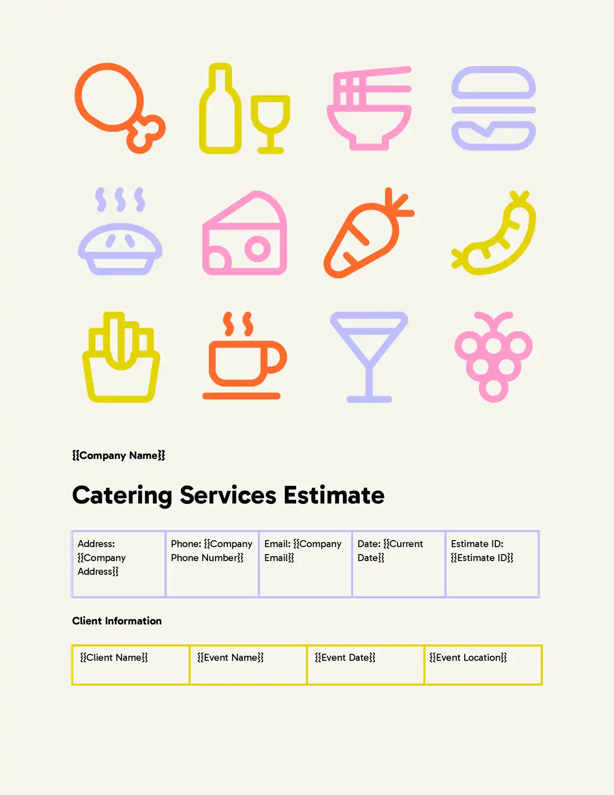 Catering Services Estimate Template