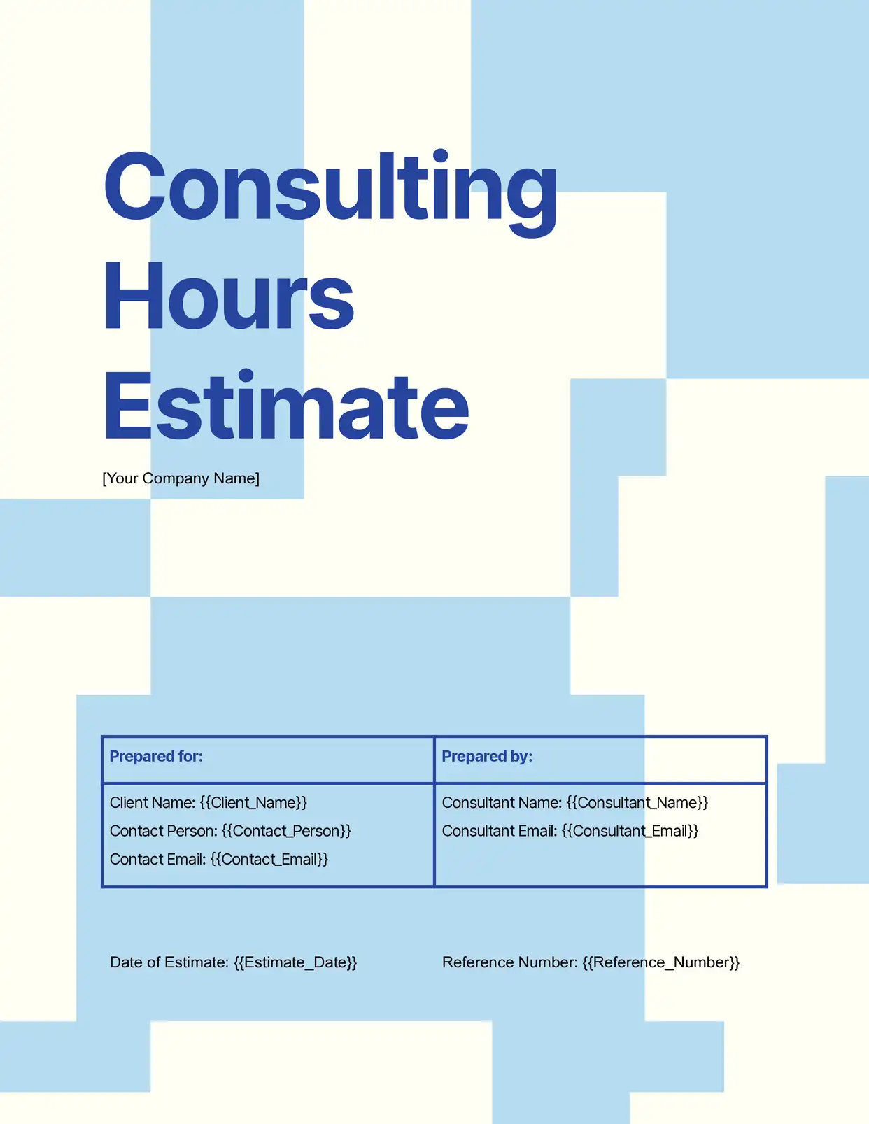 Consulting Hours Estimate Template