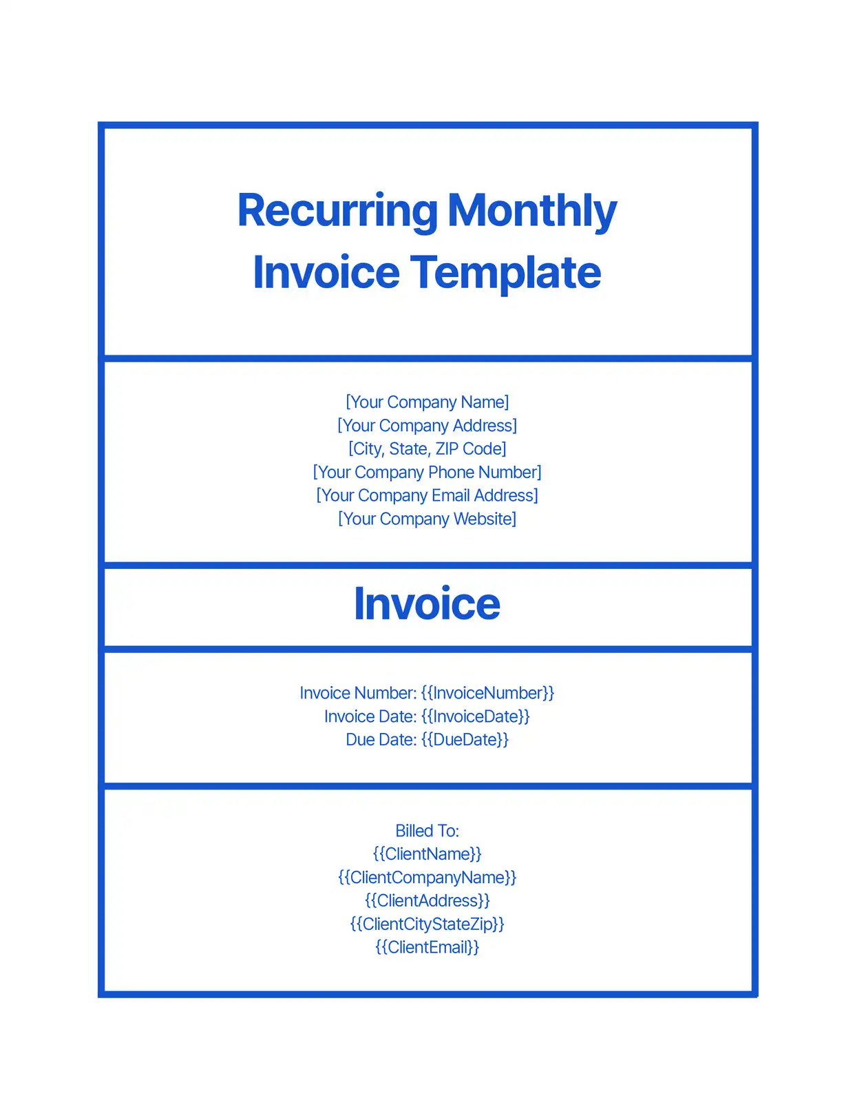 Recurring Monthly Invoice Invoices Template