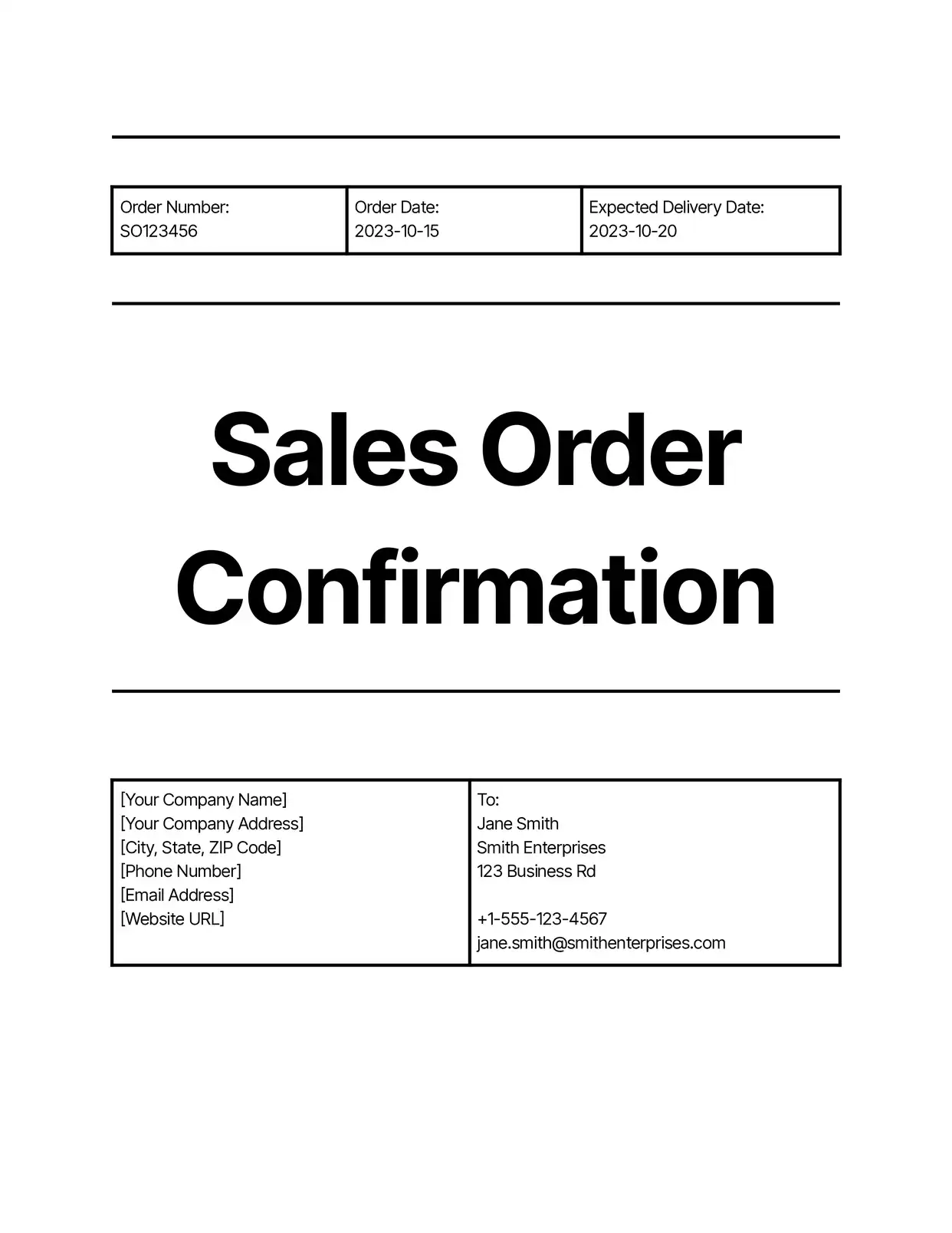Sales Order Orders Template