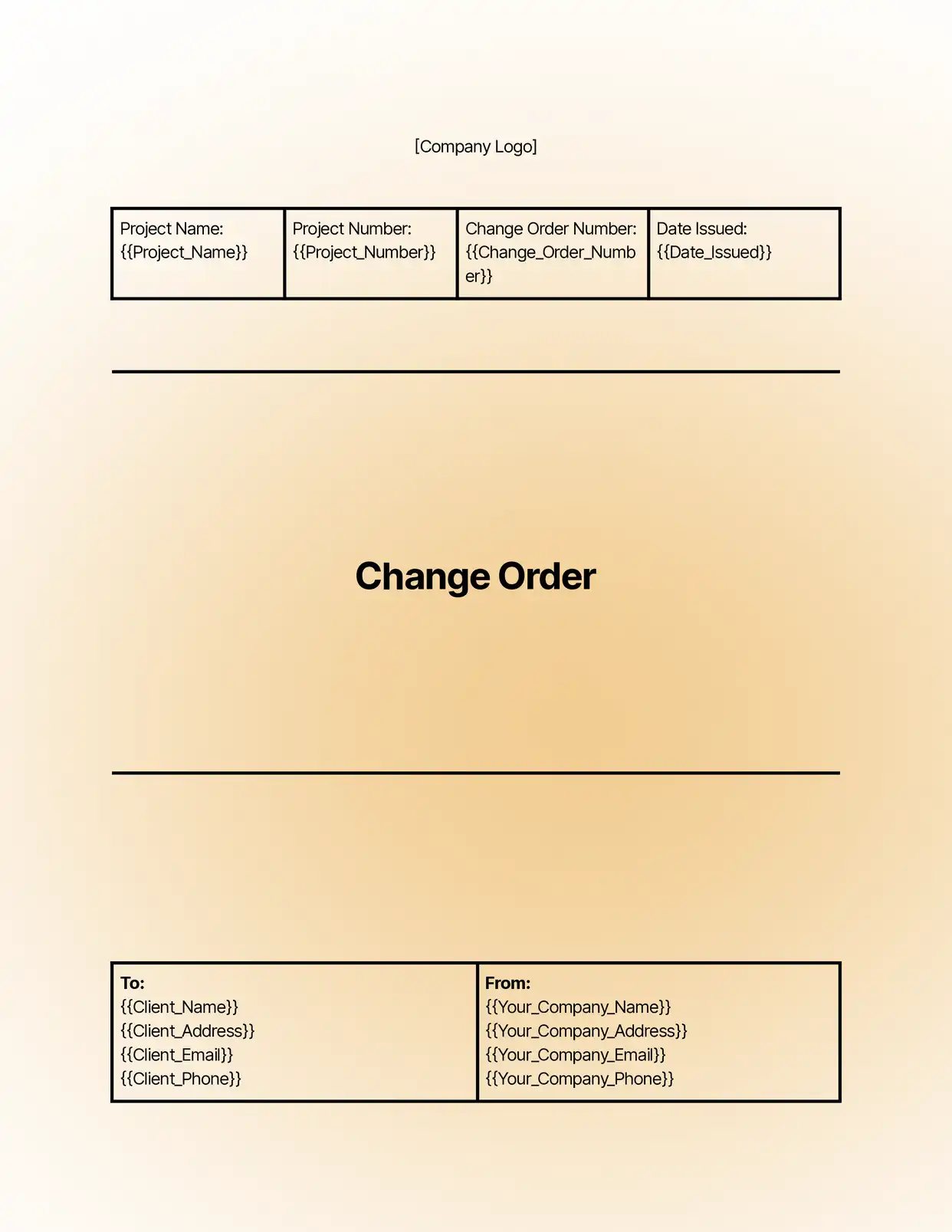 Change Order Orders Template