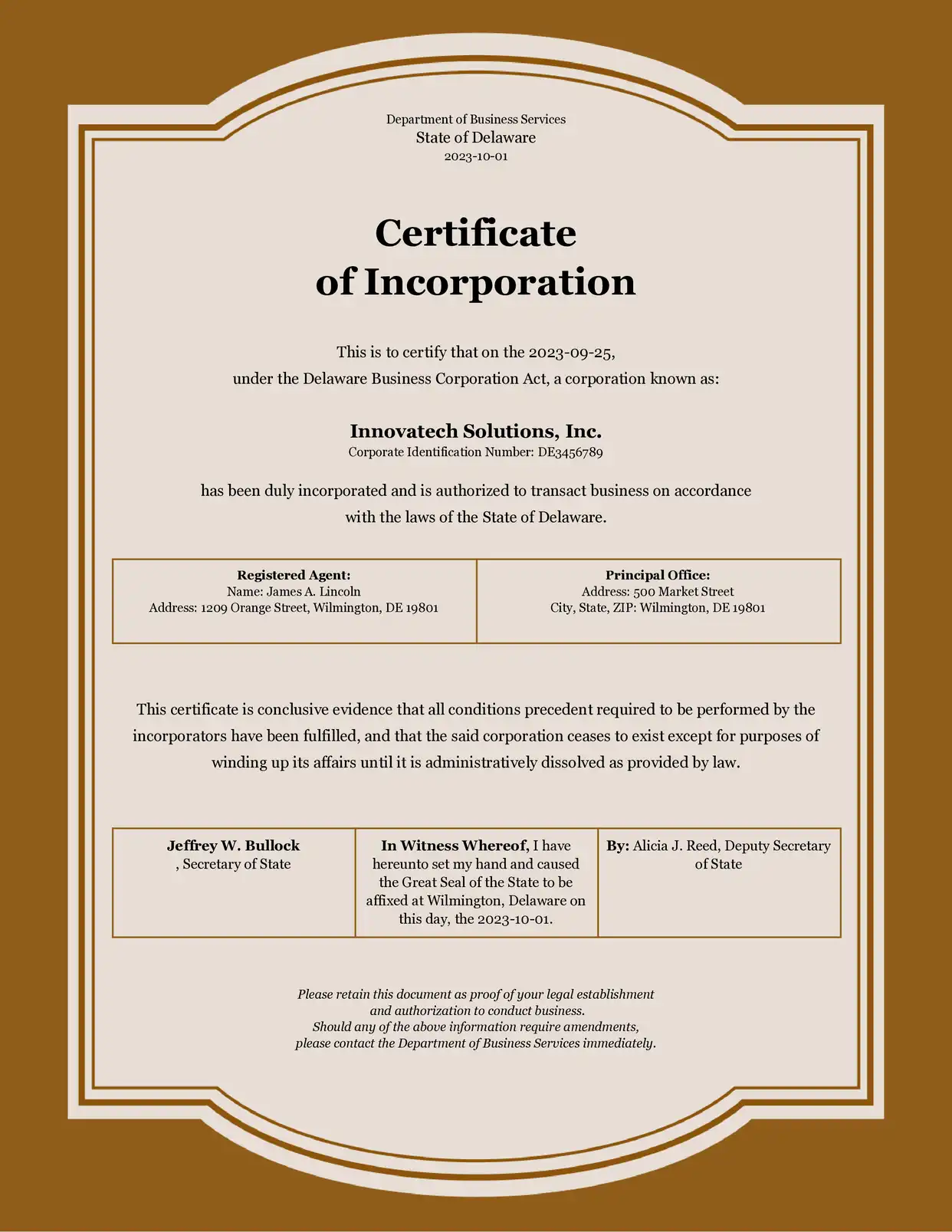 Certificate of Incorporation Certificates Template