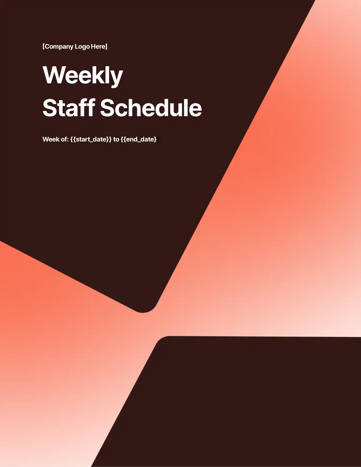 Weekly Staff Schedule Schedule Template