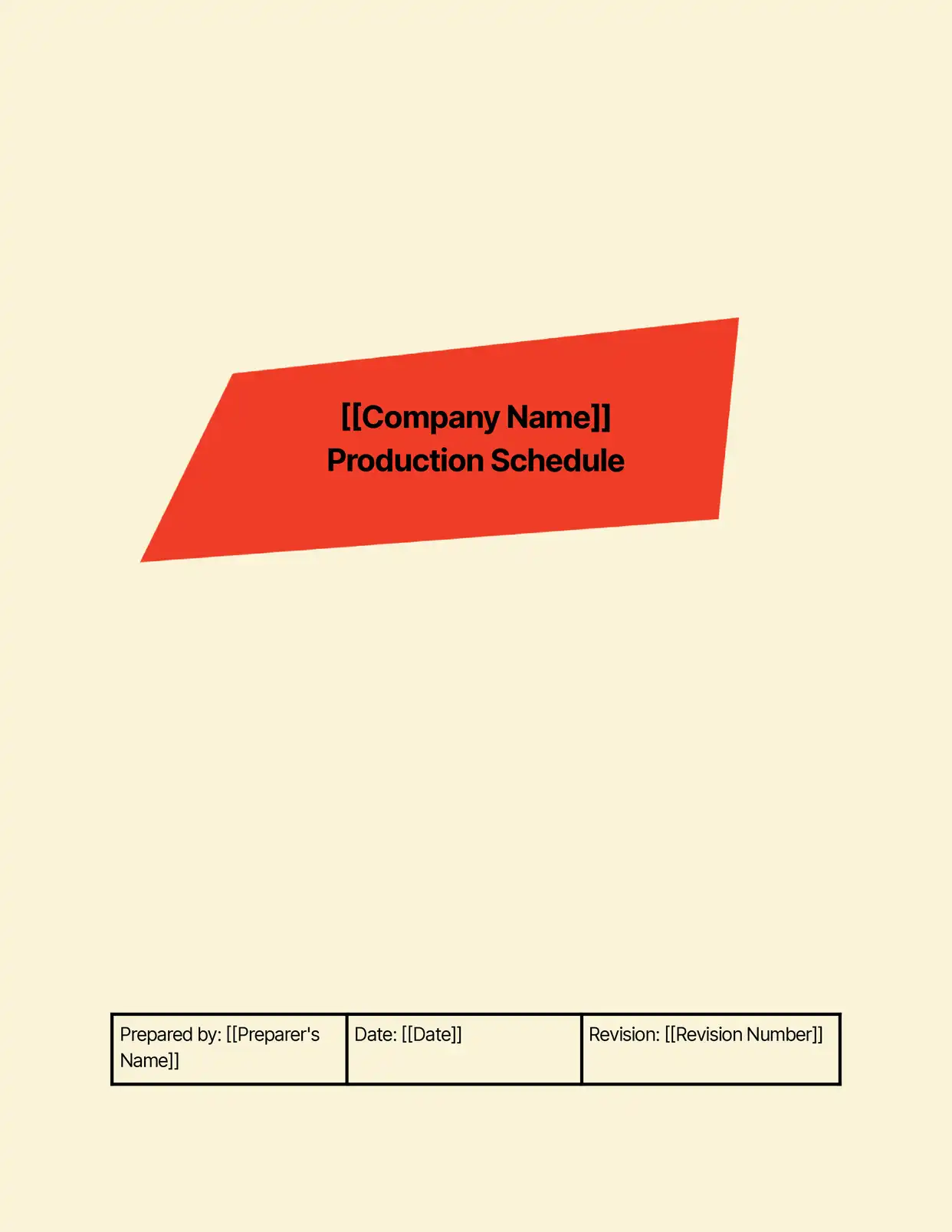 Production Schedule Schedule Template