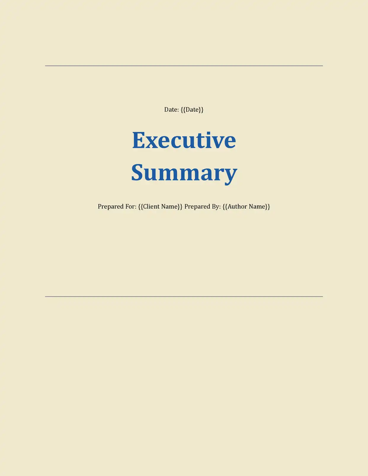 Executive Summary Summaries Template