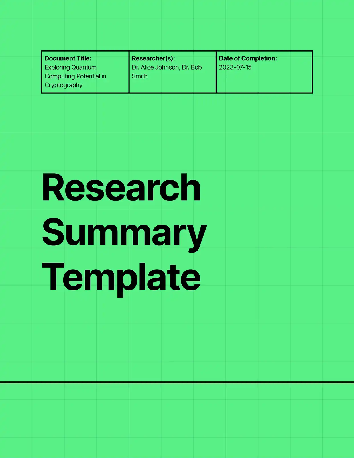 Research Summary Summaries Template