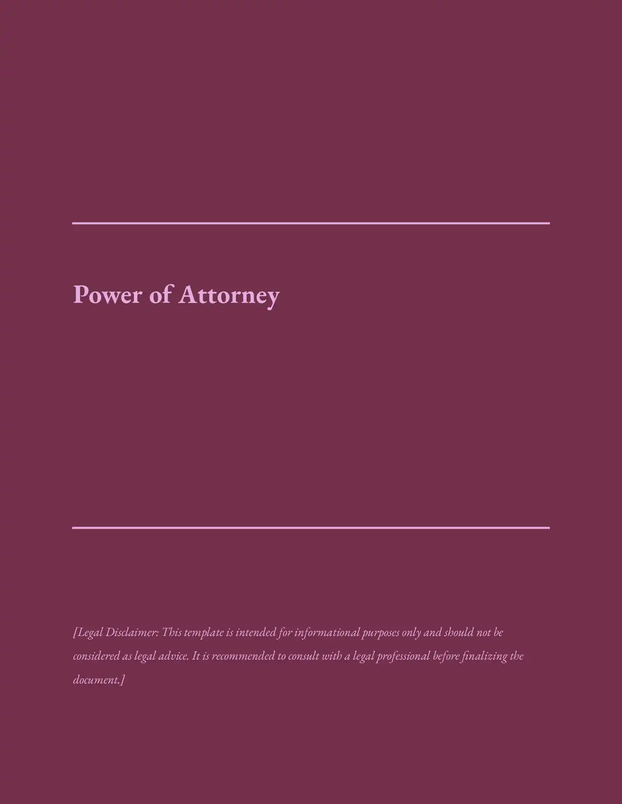 Power of Attorney Legal Template