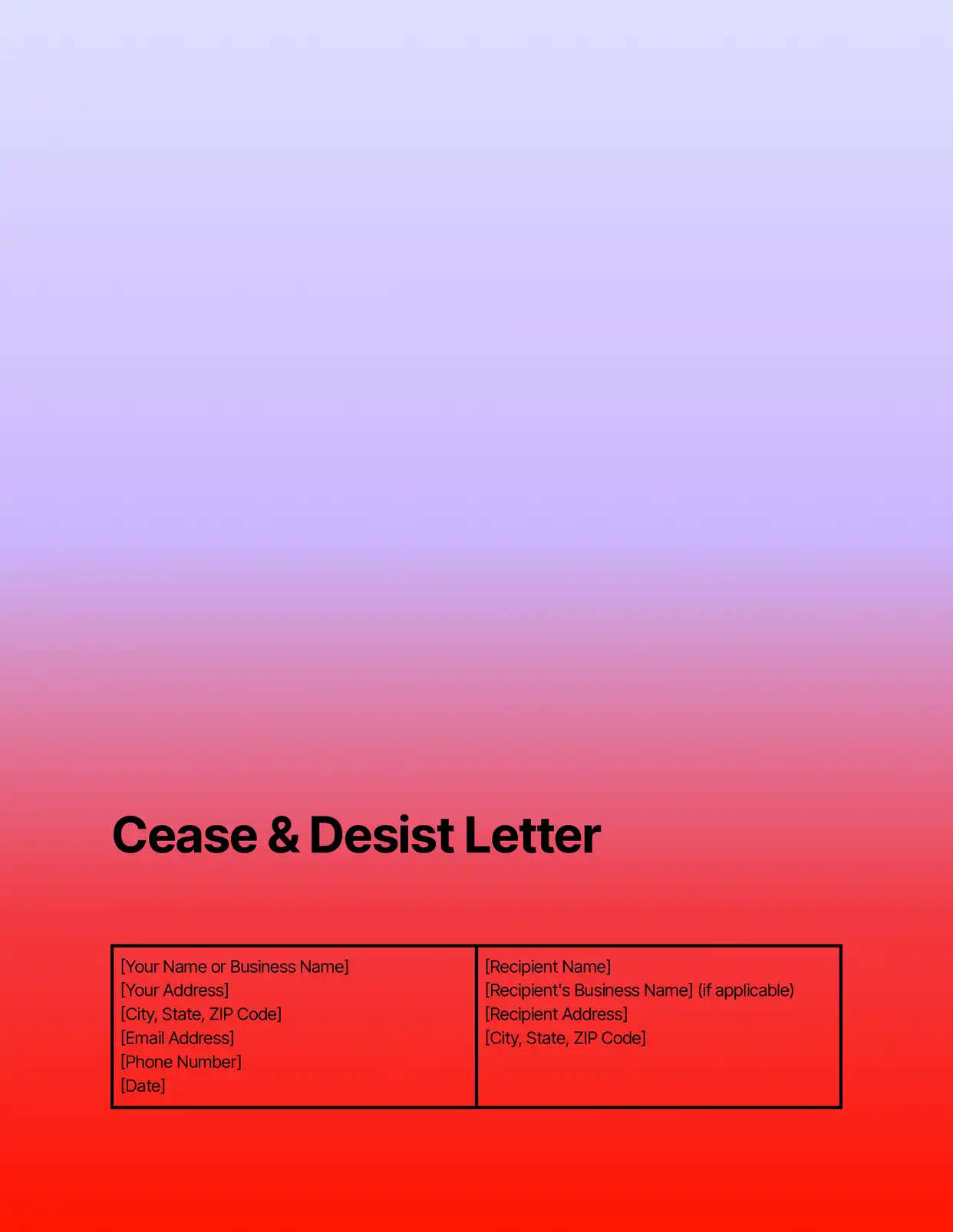 Cease & Desist Letter Legal Template