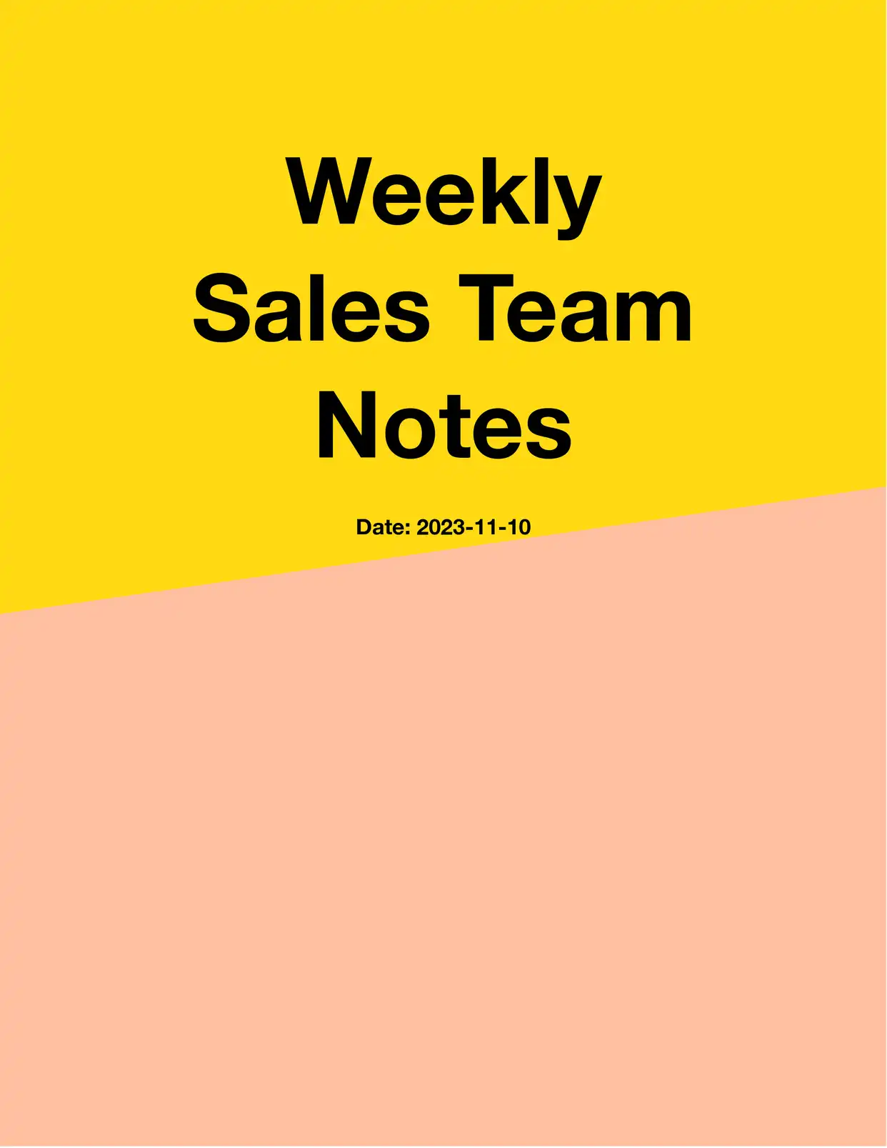 Weekly Sales Team Notes Meeting Notes Template