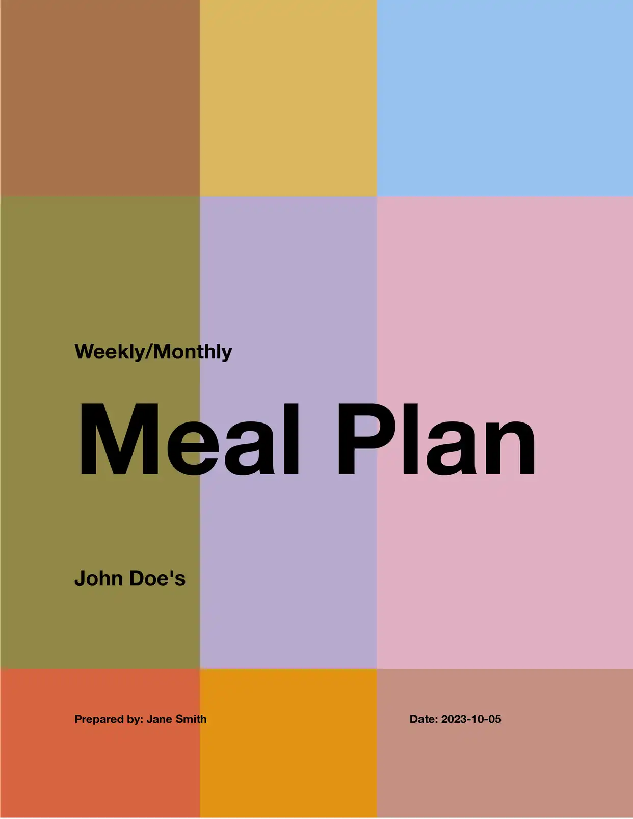 Meal Plan Plans Template