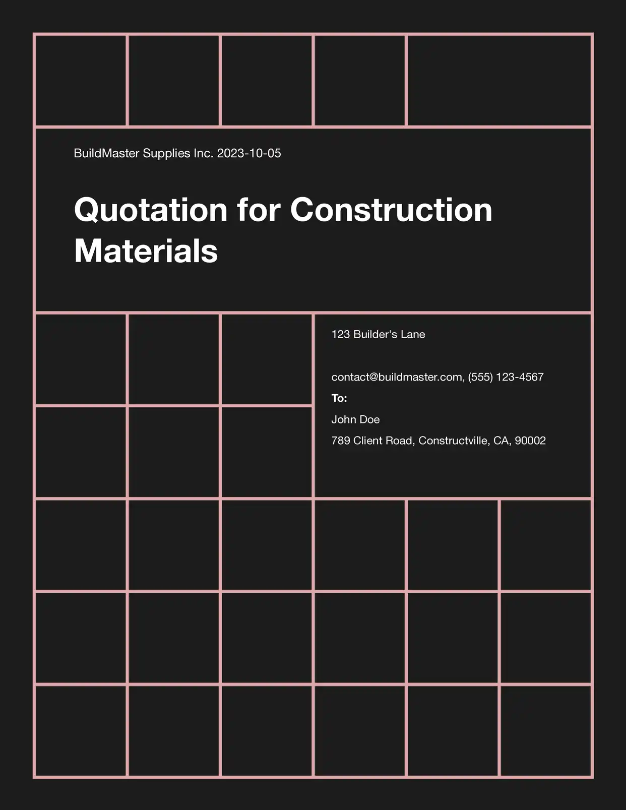 Quotation for Construction Materials Quotations Template