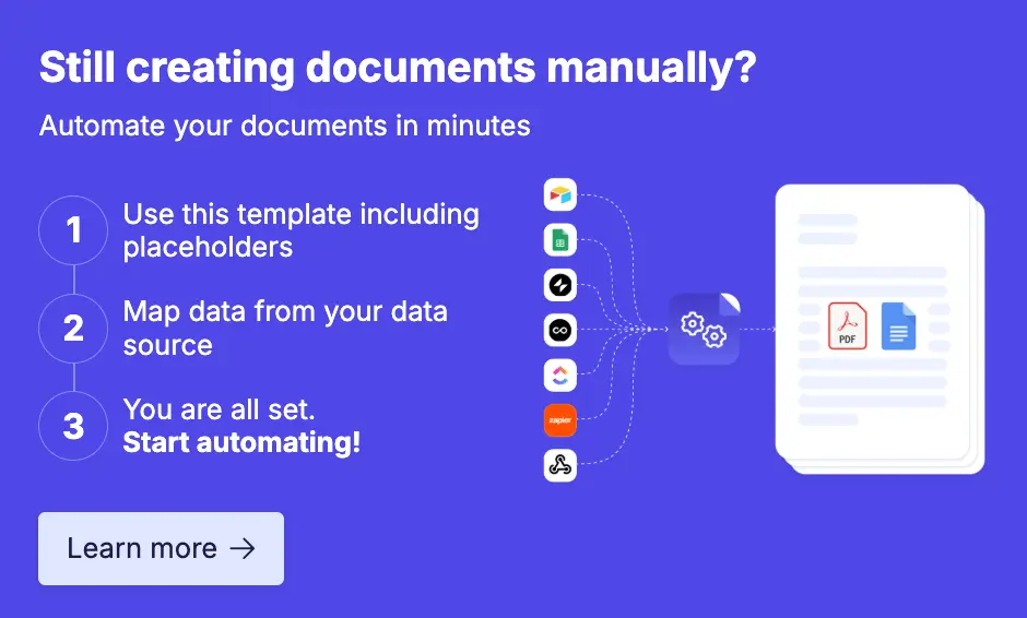 Image is a CTA banner to sign up for DocsAutomator
