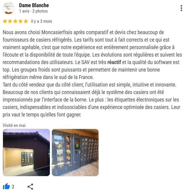 Témoignage positif d'un exploitant de casiers réfrigérés MonCasierFrais.fr qui utilise le Click & Collect en circuit court.