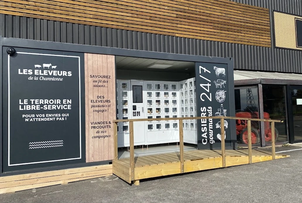 Détails du slogan des casiers libre-service des Éleveurs de la Charentonne