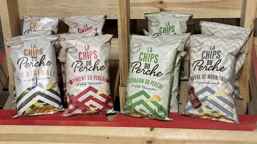 Différentes gammes de chips de la marque la Chips du Perche.