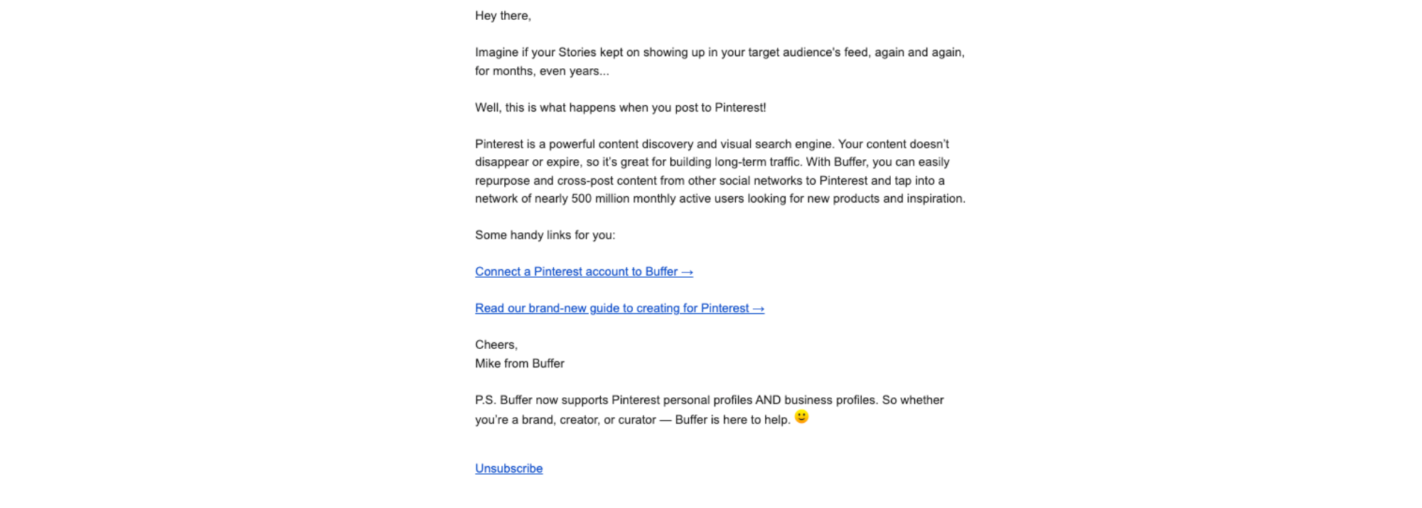 Newsletter email example from Webflow