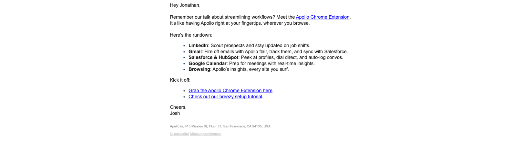 Download Chrome Extension email example from Apollo