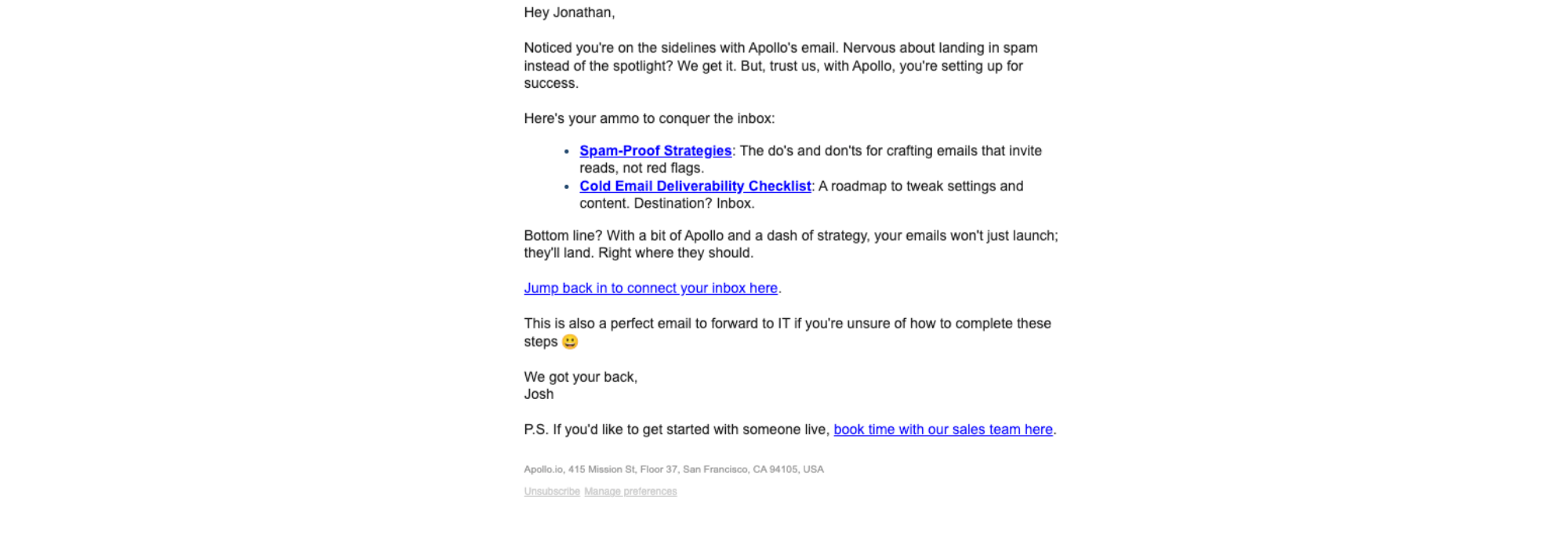Product Education email example from Apollo