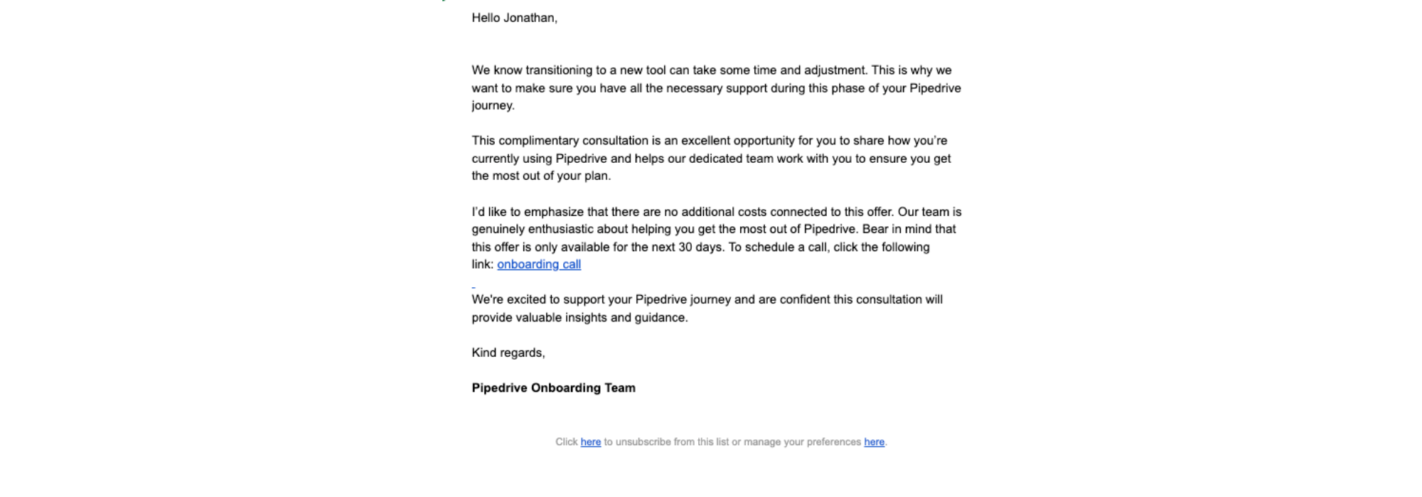 Video email example from Notion