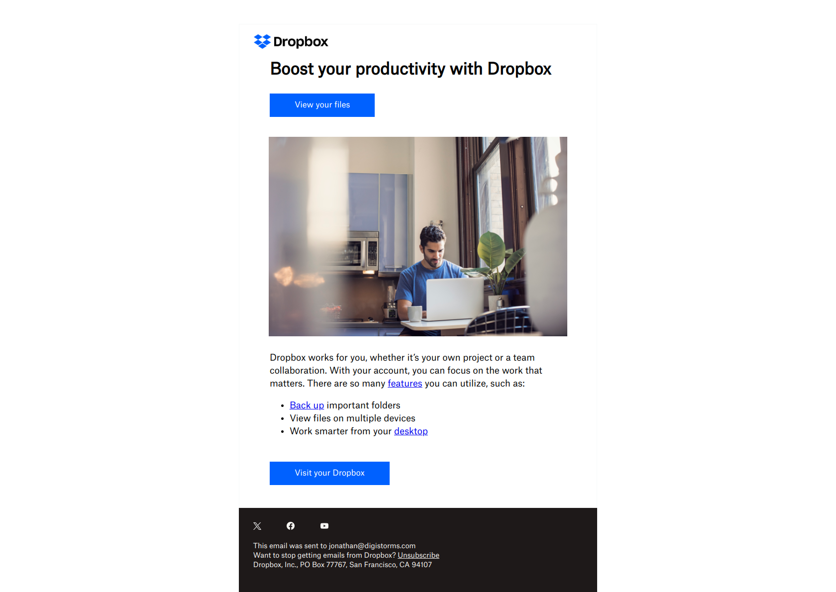 New Feature(s) Nudge email example from Dropbox
