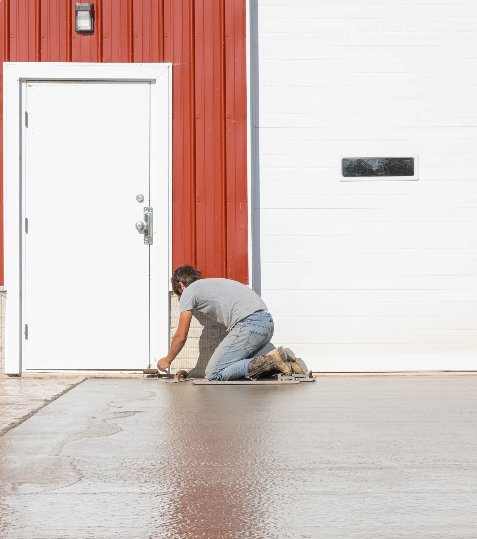 man laying concrete