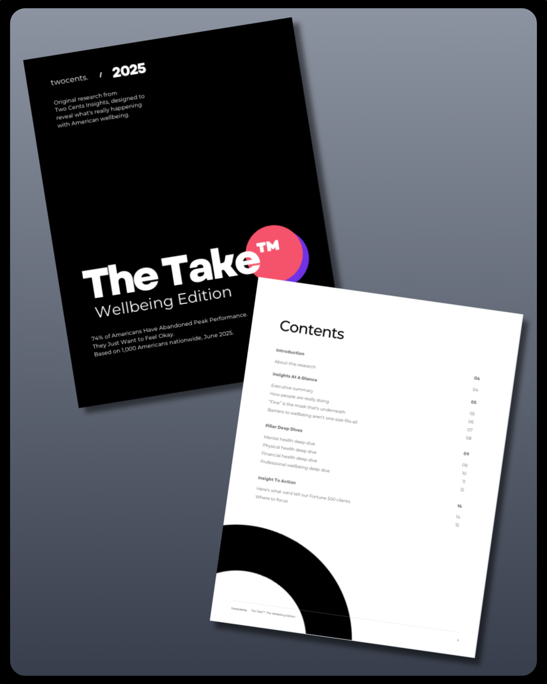 images of the front of the exec summary report and the contents pages