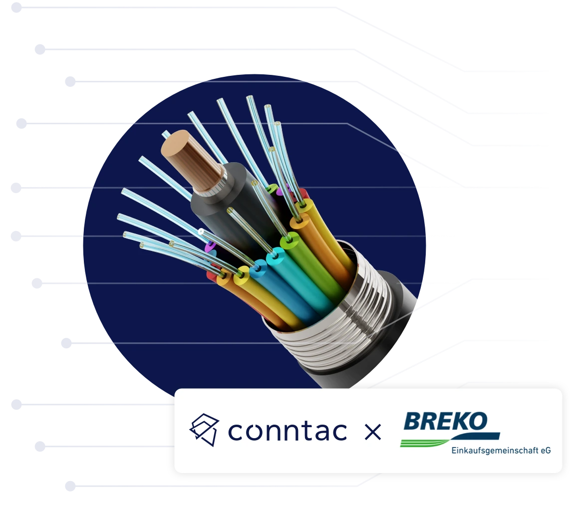 Glasfaserkabel mit Verbindungslinien