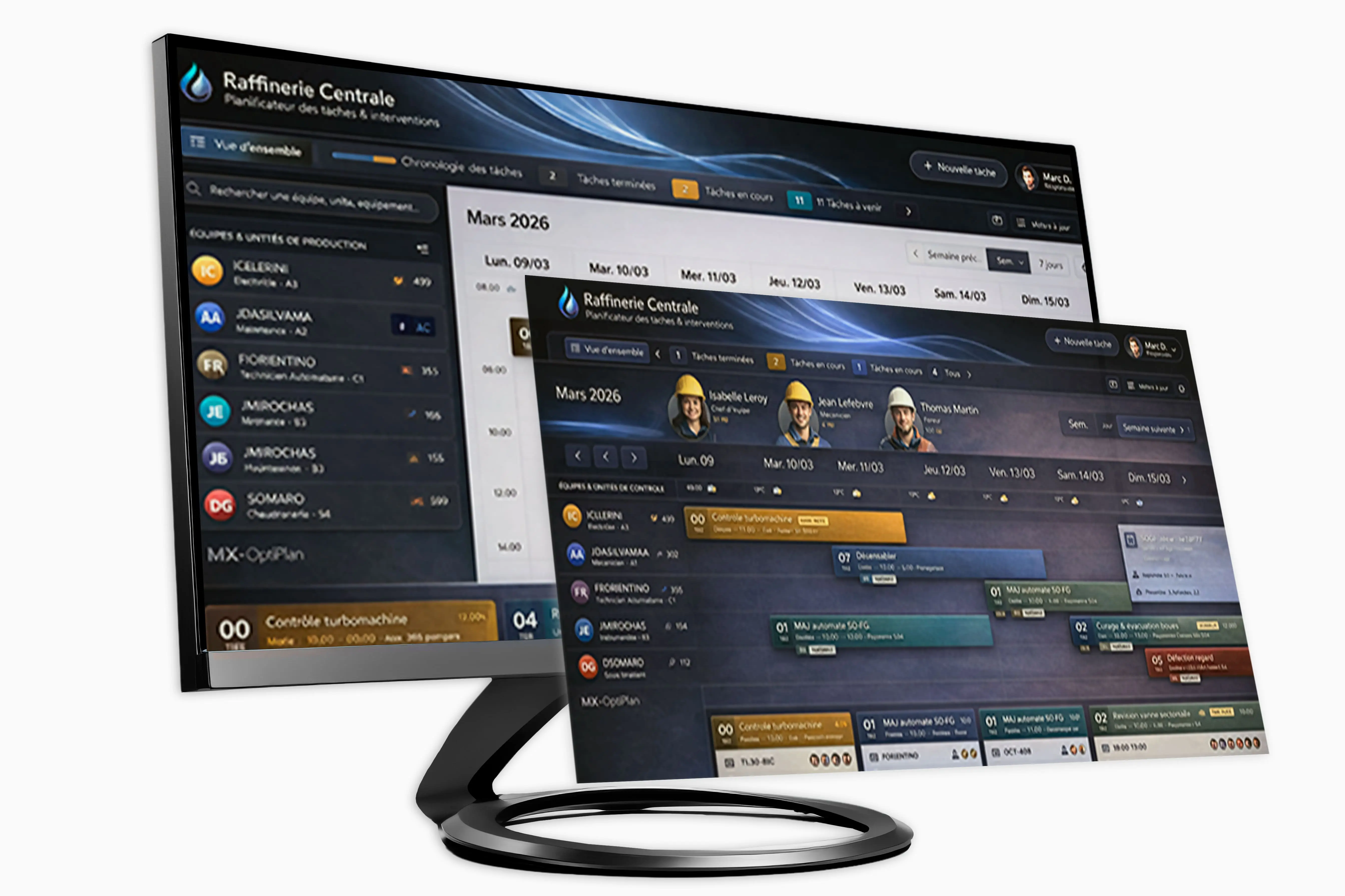 Captures d’écran de MX-OptiPlan, solution de planification de maintenance pour IBM Maximo créée par Sinorfi