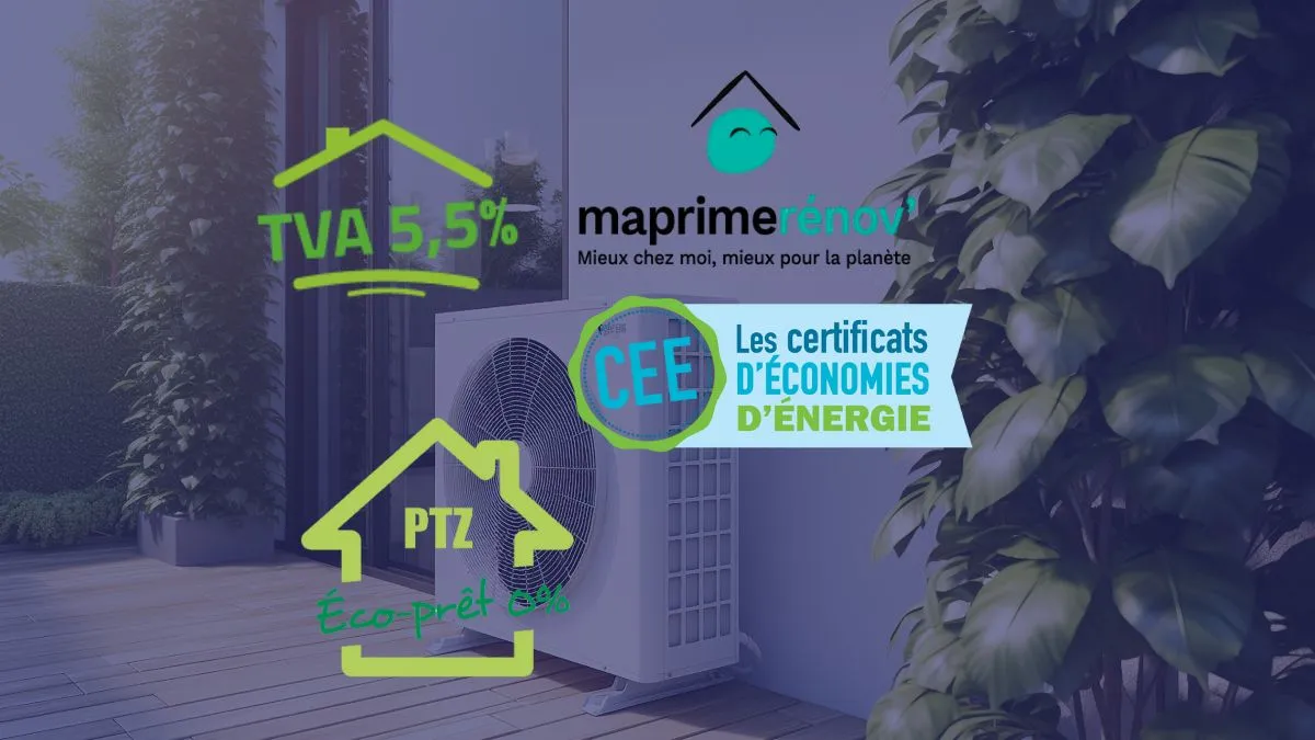 unité extérieure d'une pompe à chaleur et par dessus les aides disponibles pour l'installation de la pompe à chaleur
