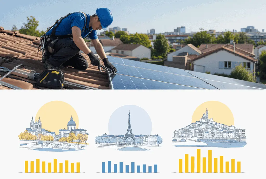 Technicien certifié RGE Novoclim installant des panneaux solaires sur une toiture en Loire-Atlantique