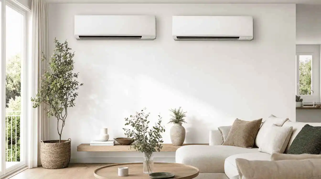 Comparatif climatiseurs muraux Daikin Comfora et Perfera installés dans un salon en Loire-Atlantique
