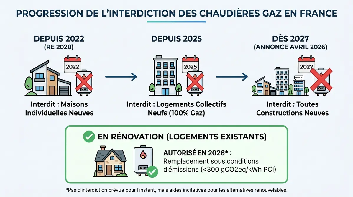 Schéma interdiction chaudière gaz rénovation