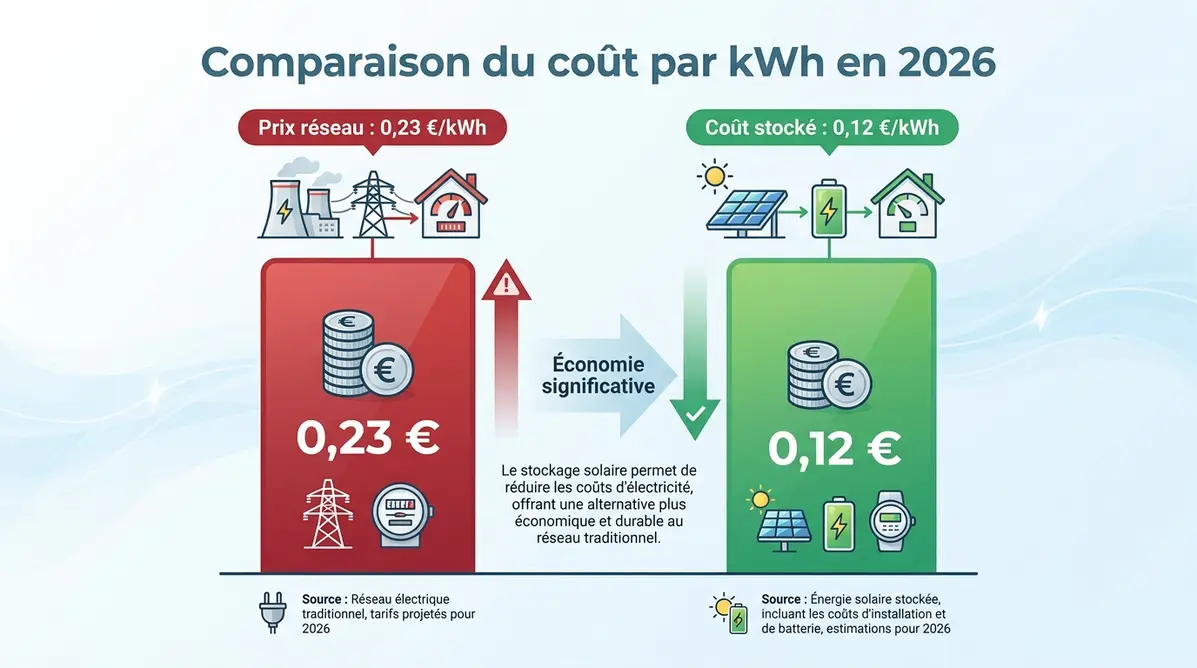 Schéma batterie stockage solaire rentabilité