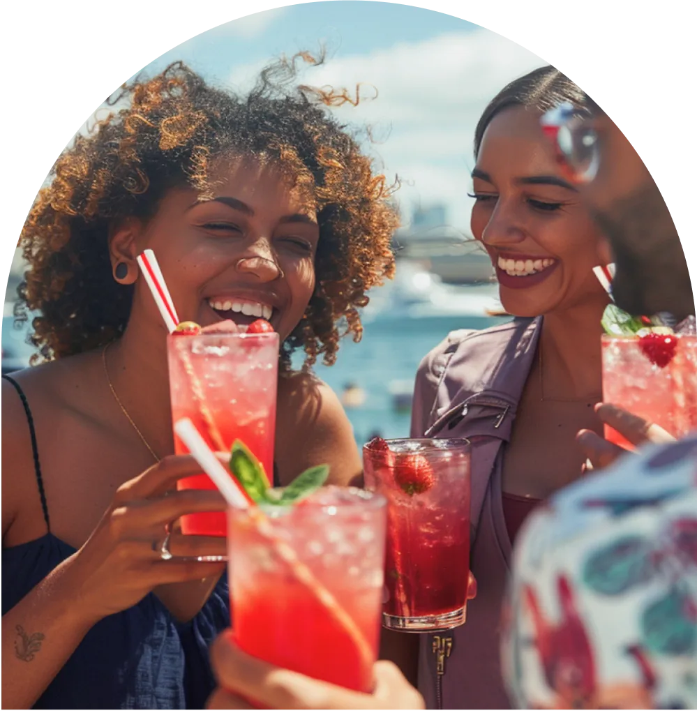 Nasdrow — amis trinquant avec des mocktails