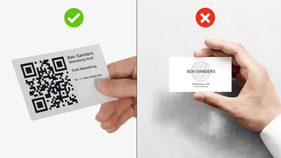 Image showing correct placement and size of the vCard QR Code