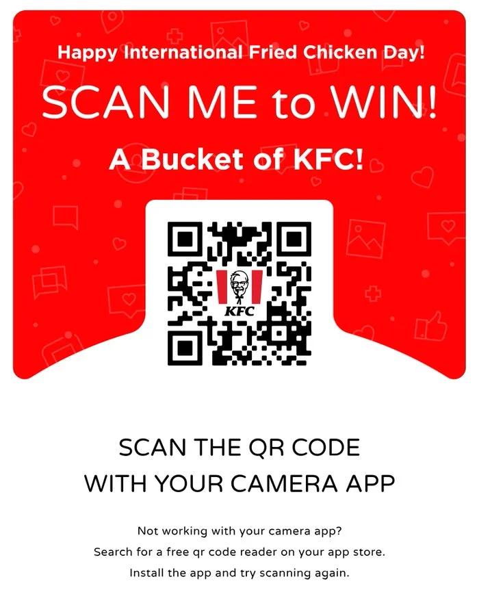 KFC used Logo QR Codes to promote offers on International Fried Chicken Day.