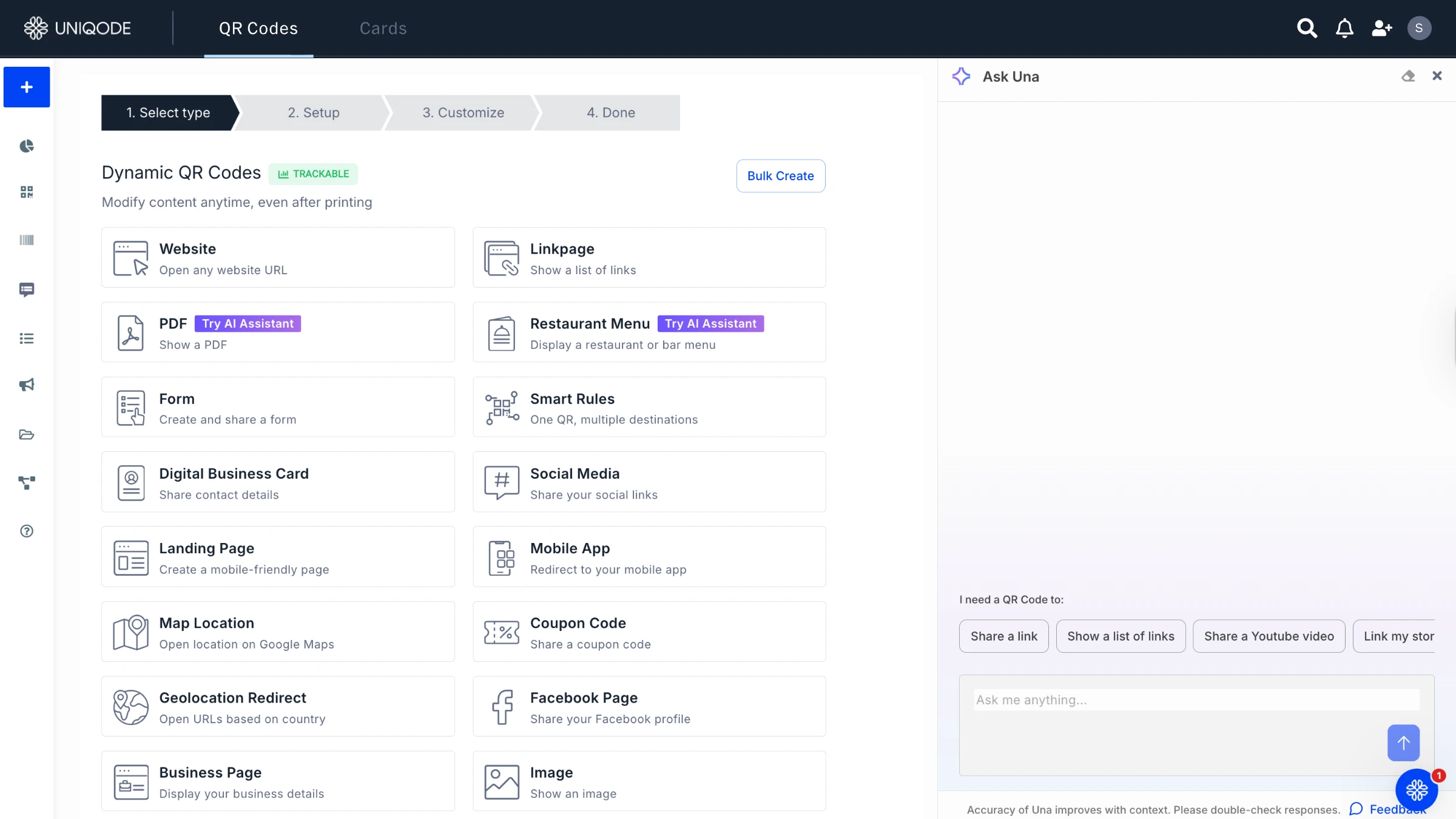 Uniqode dashboard