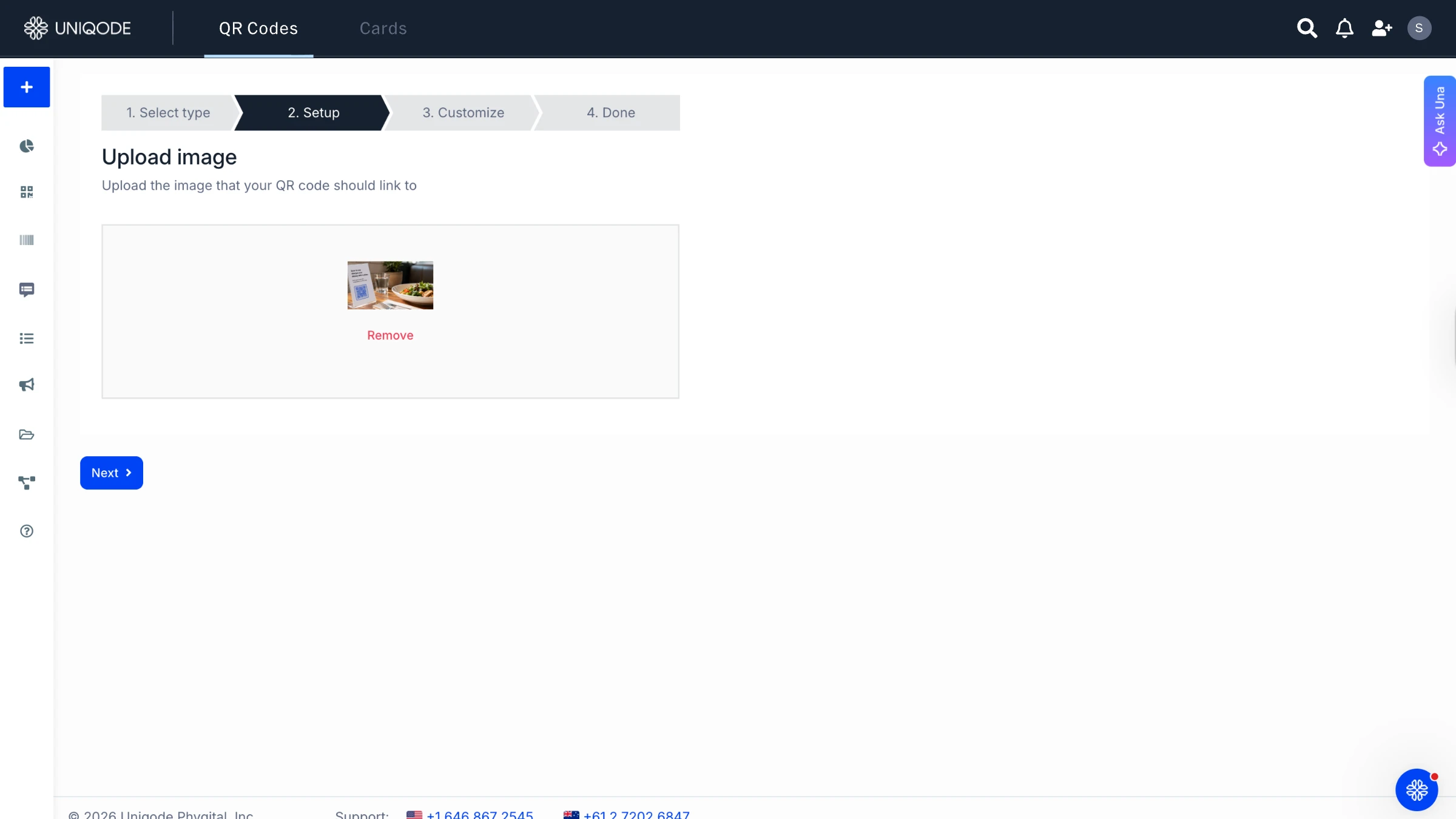 upload image onto Uniqode dashboard