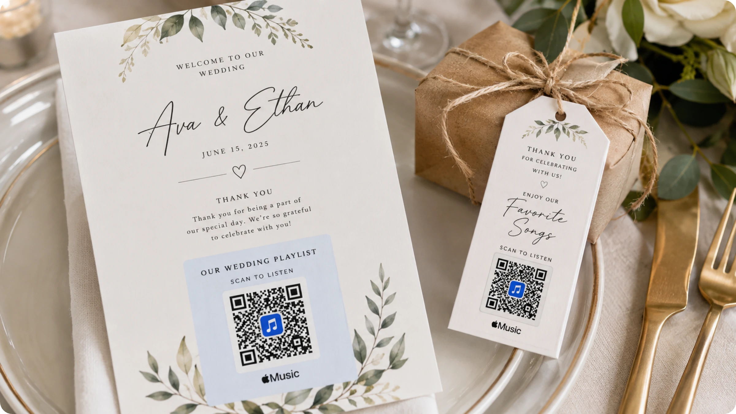 apple music QR Codes on wedding invites