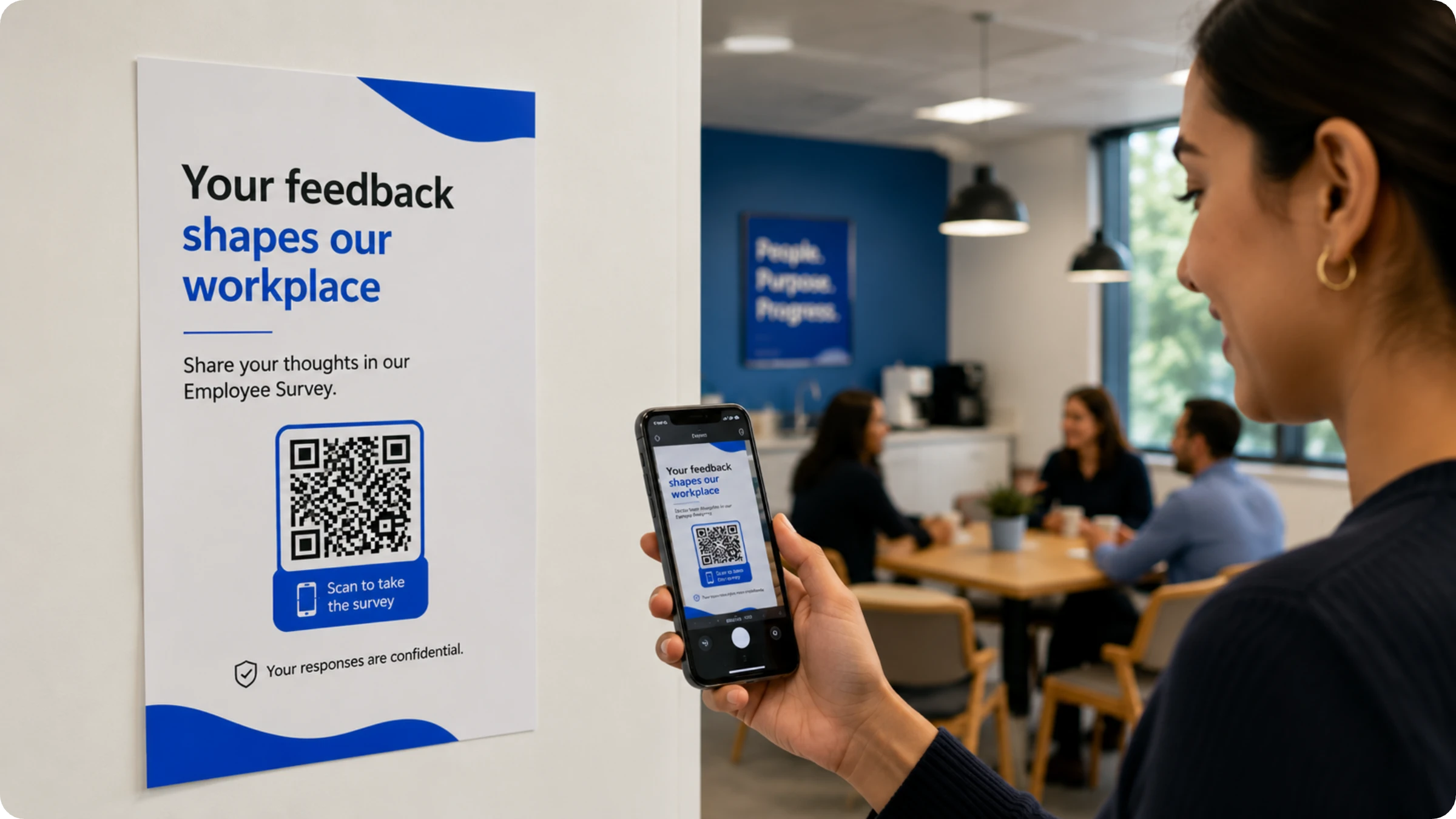 employee survey with a microsoft forms QR Code
