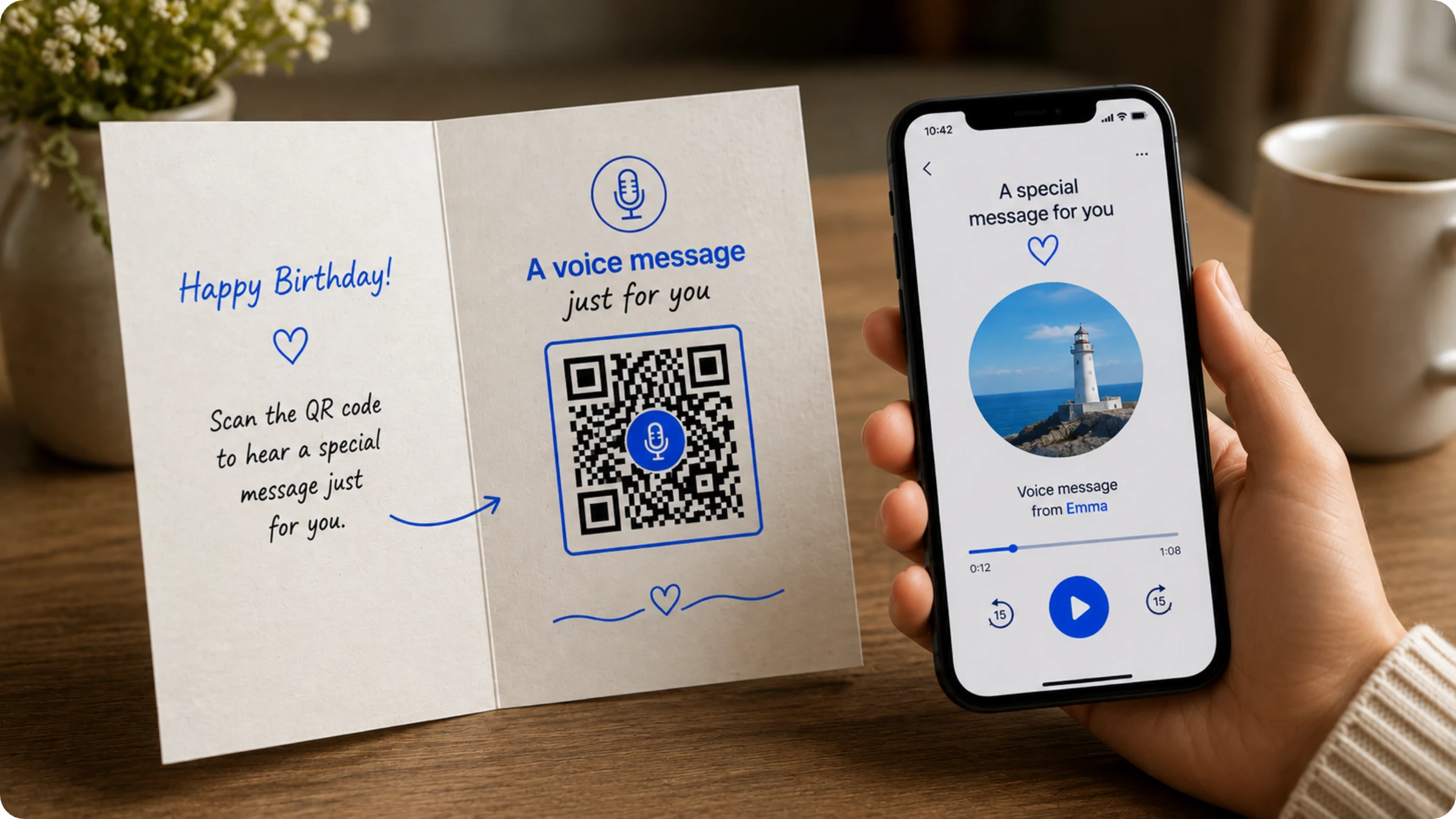 greeting card with a scannable audio QR Code