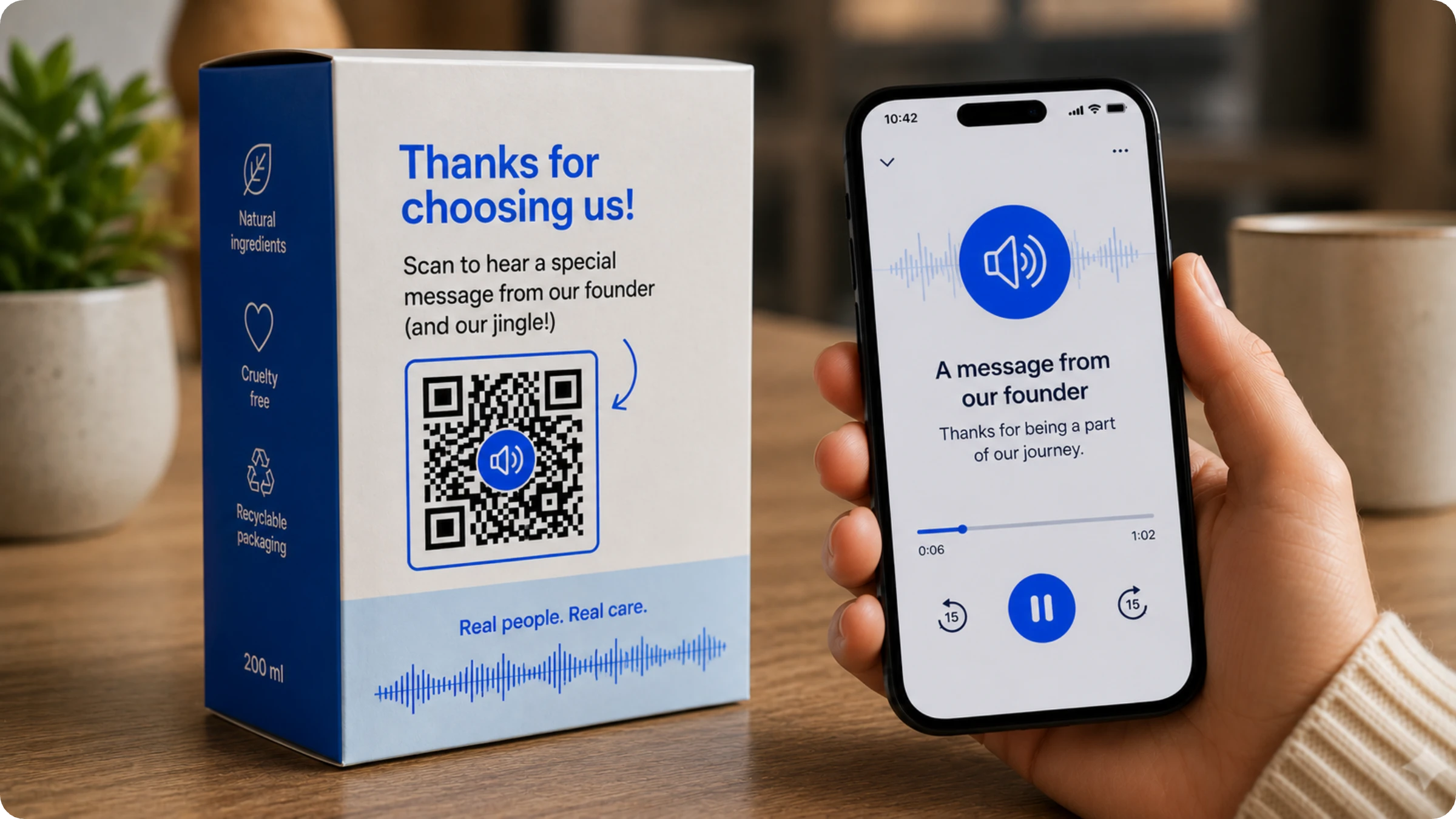 product packaging with an audio QR Code