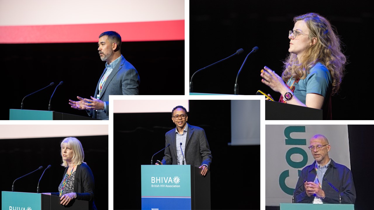 Professor Caroline Sabin, Dr Hamish Mohammed, Professor Jeremy Horwood, Grace Sumner and Dr Tom Witney speaking at the HPRU symposium