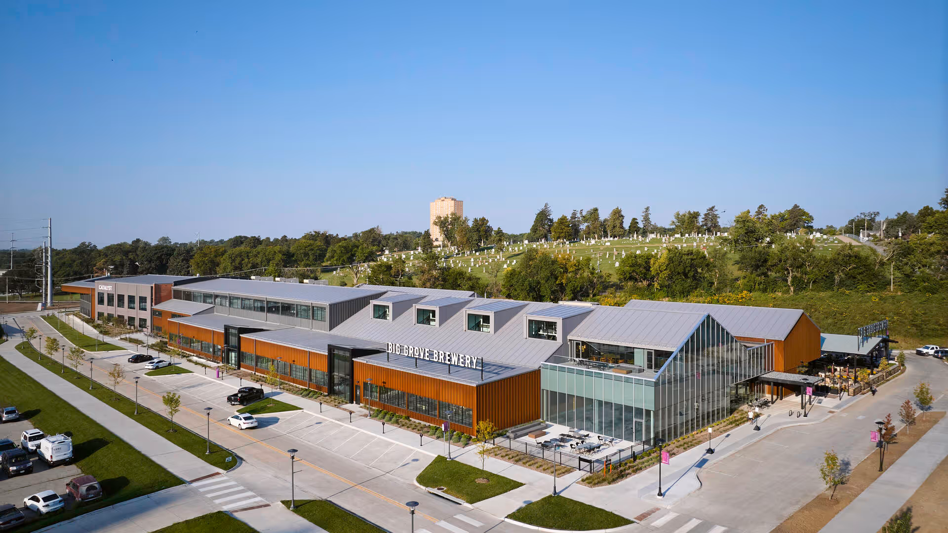 An adaptive reuse project at the historic Omaha Steel Works site, established in 1906, has transformed deteriorating structures into a premier hub for medical innovation and entrepreneurship. Photo by © Corey Gaffer Photography.