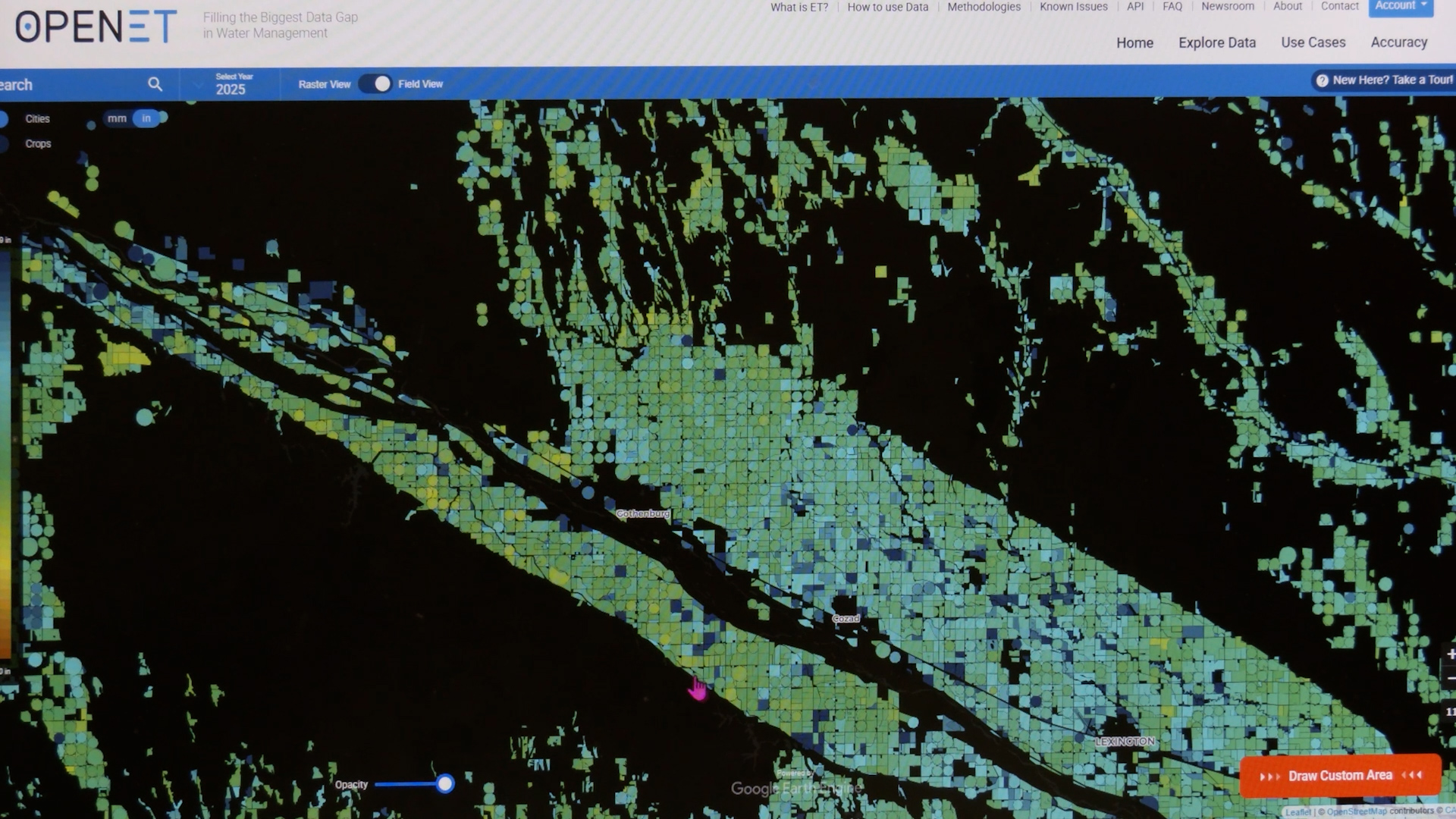 OpenET is an online platform that captures evapotranspiration data at the field level.