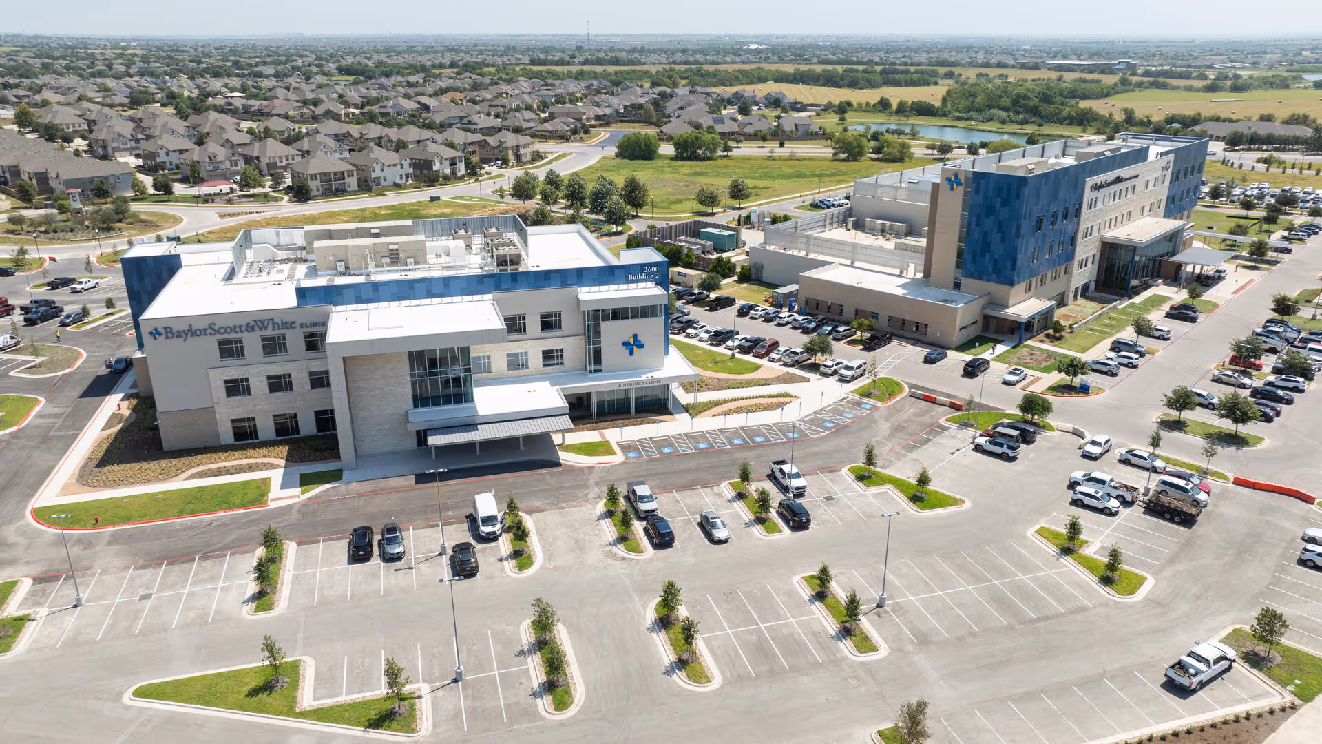The Baylor Scott & White campus in Pflugerville, Texas, added a fourth floor to the medical center and a new building housing a medical clinic and office space. 