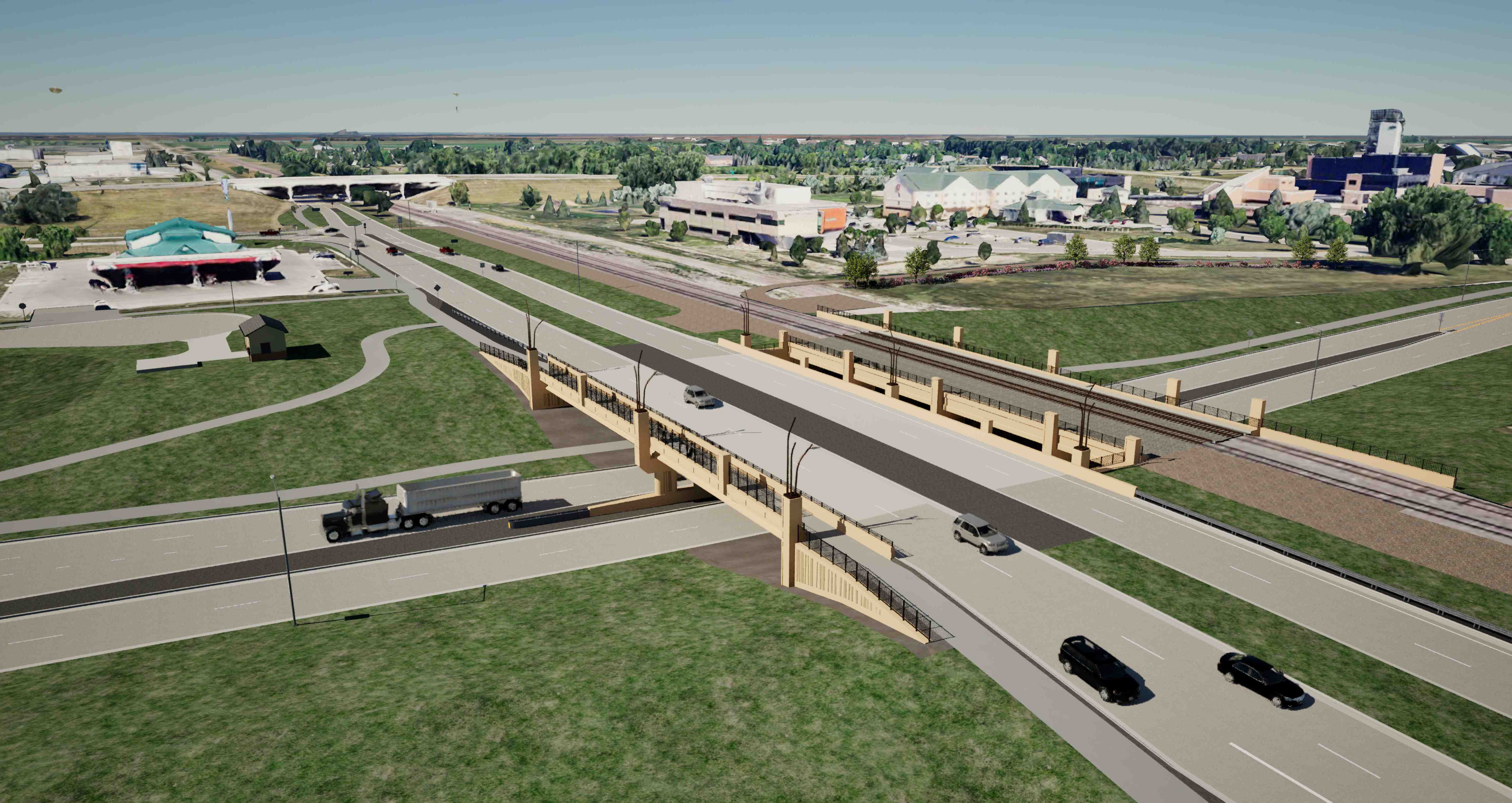 An underpass will replace a highway-rail grade separation at DeMers Avenue and 42nd Street in Grand Forks. (Rendering courtesy Bolton & Menk, Inc.)
