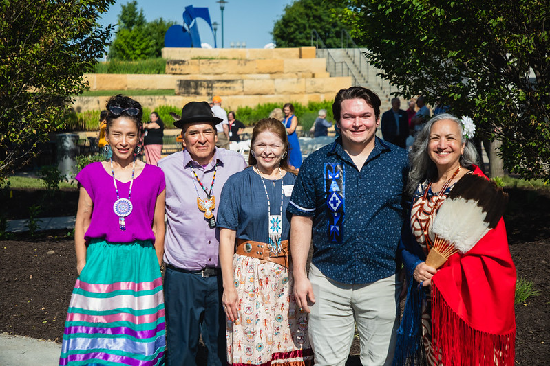 Attendees pose for a photo at the garden's June 2026 dedication. The garden represents UNMC's commitment to Indigenous health, education, and community engagement.